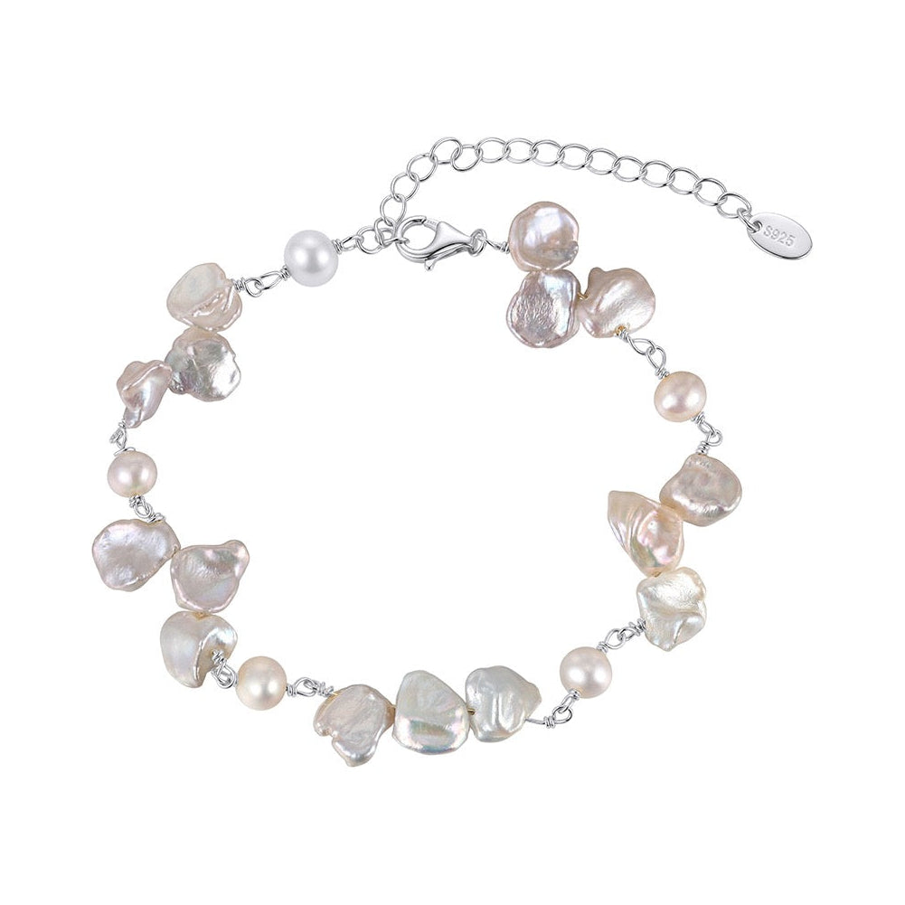 Petal Tide Natural Pearl Bracelet on white background