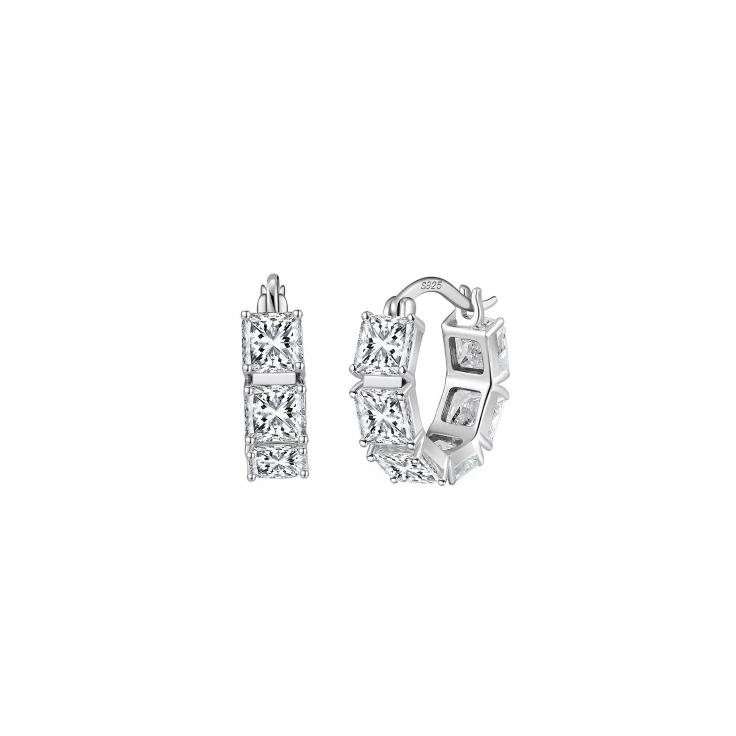 Radiant Cube Hoop Earrings – 925 Sterling Silver