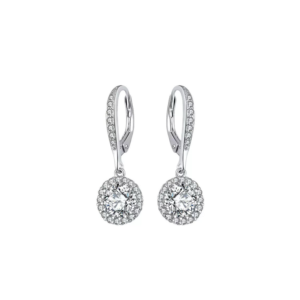 Circle of Forever – Sterling Silver & CZ Bridal Drop Earrings