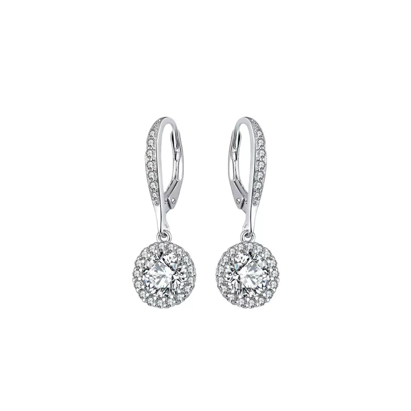 Circle of Forever – Sterling Silver & CZ Bridal Drop Earrings