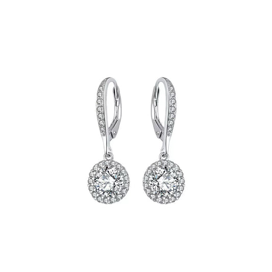Circle of Forever – Sterling Silver & CZ Bridal Drop Earrings
