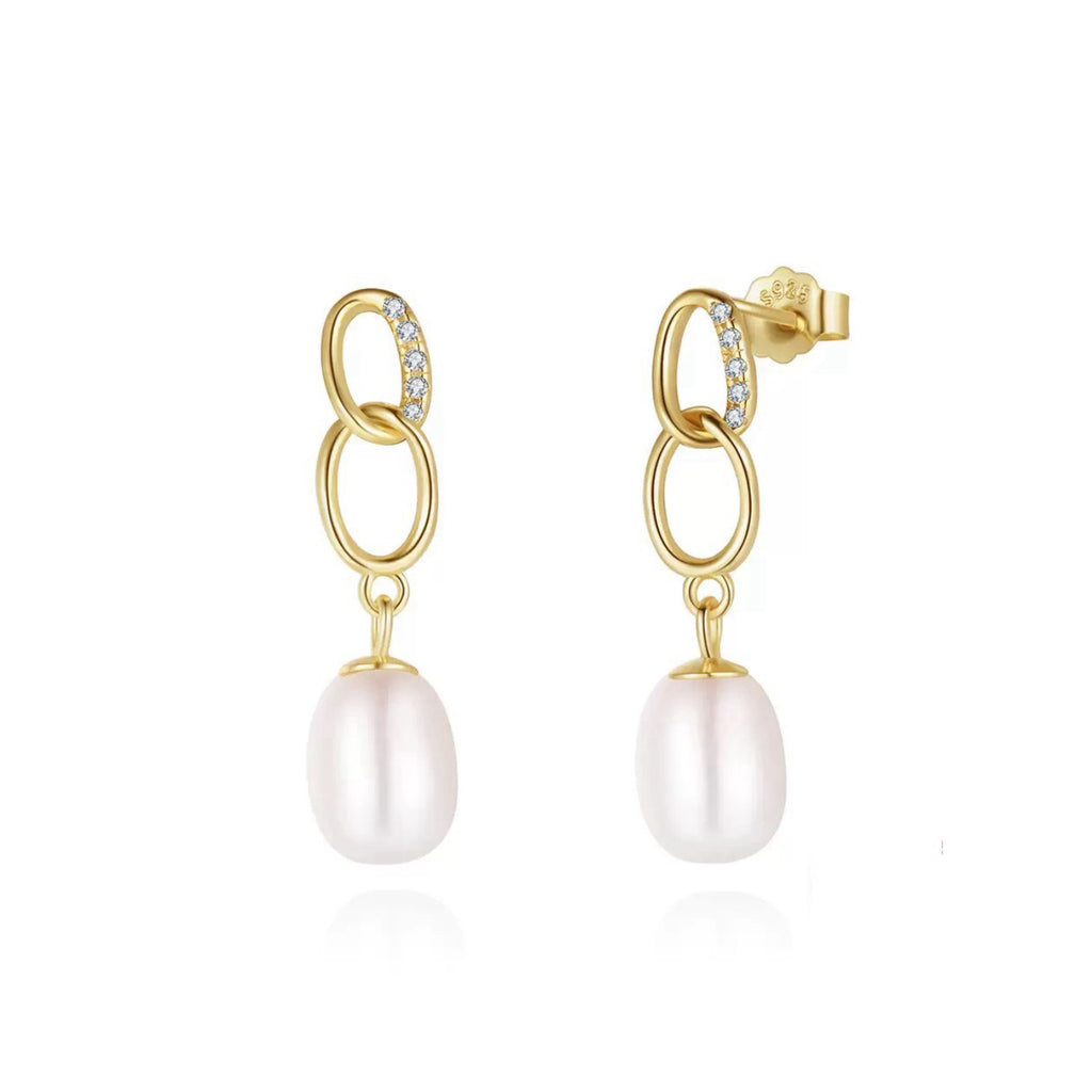 Link Pearl Drop Hoop Earrings product photo by Starlight
