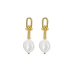 Baroque Pearl Link Drop Earrings Dangle & Drop Earrings