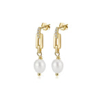 Paperclip Link Pearl Drop Earrings Dangle & Drop Earrings