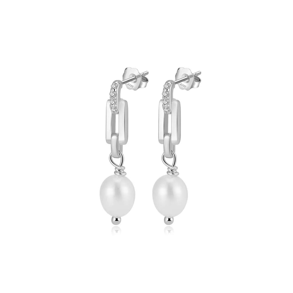Celeste Link Pearl – Gold Vermeil Drop Earrings
