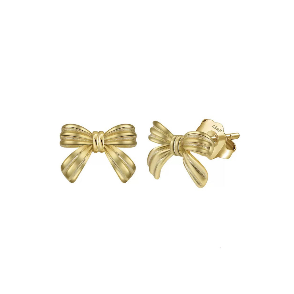 Luna Bow – Gold Vermeil Ribbon Stud Earrings