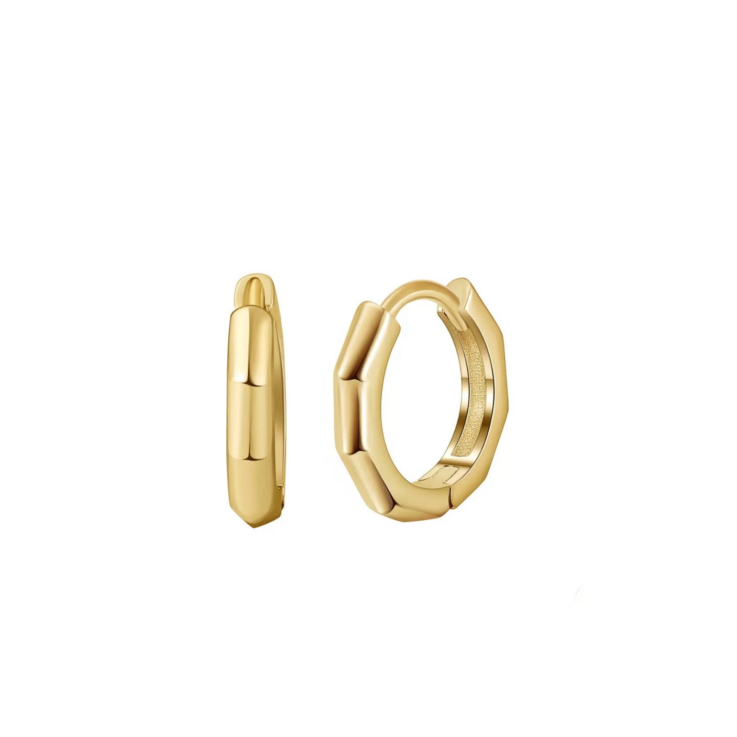 Golden Edge Hoop Earrings – 925 Sterling Silver