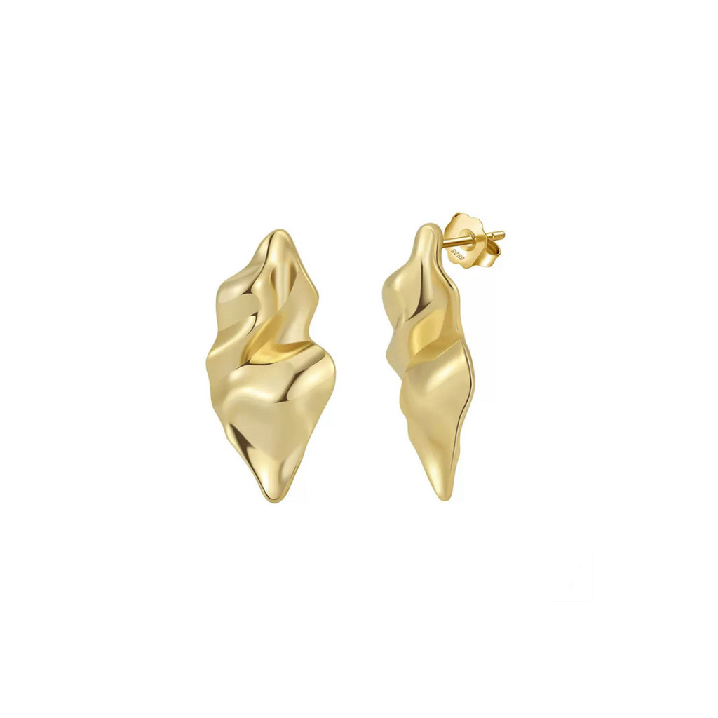 Golden Wave – Sculptural 925 Sterling Silver/Gold Plated Earrings