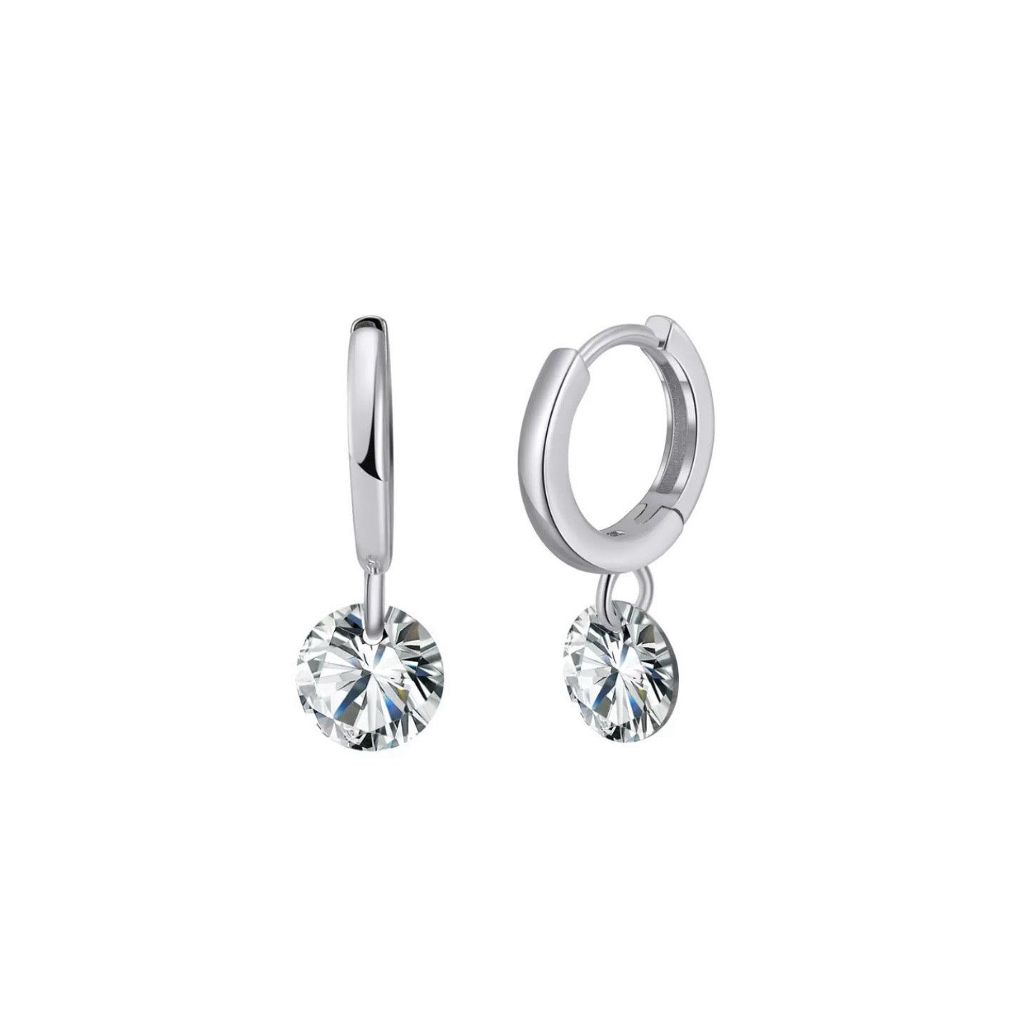 Radiant Spark Drop Hoop Earrings – 925 Sterling Silver