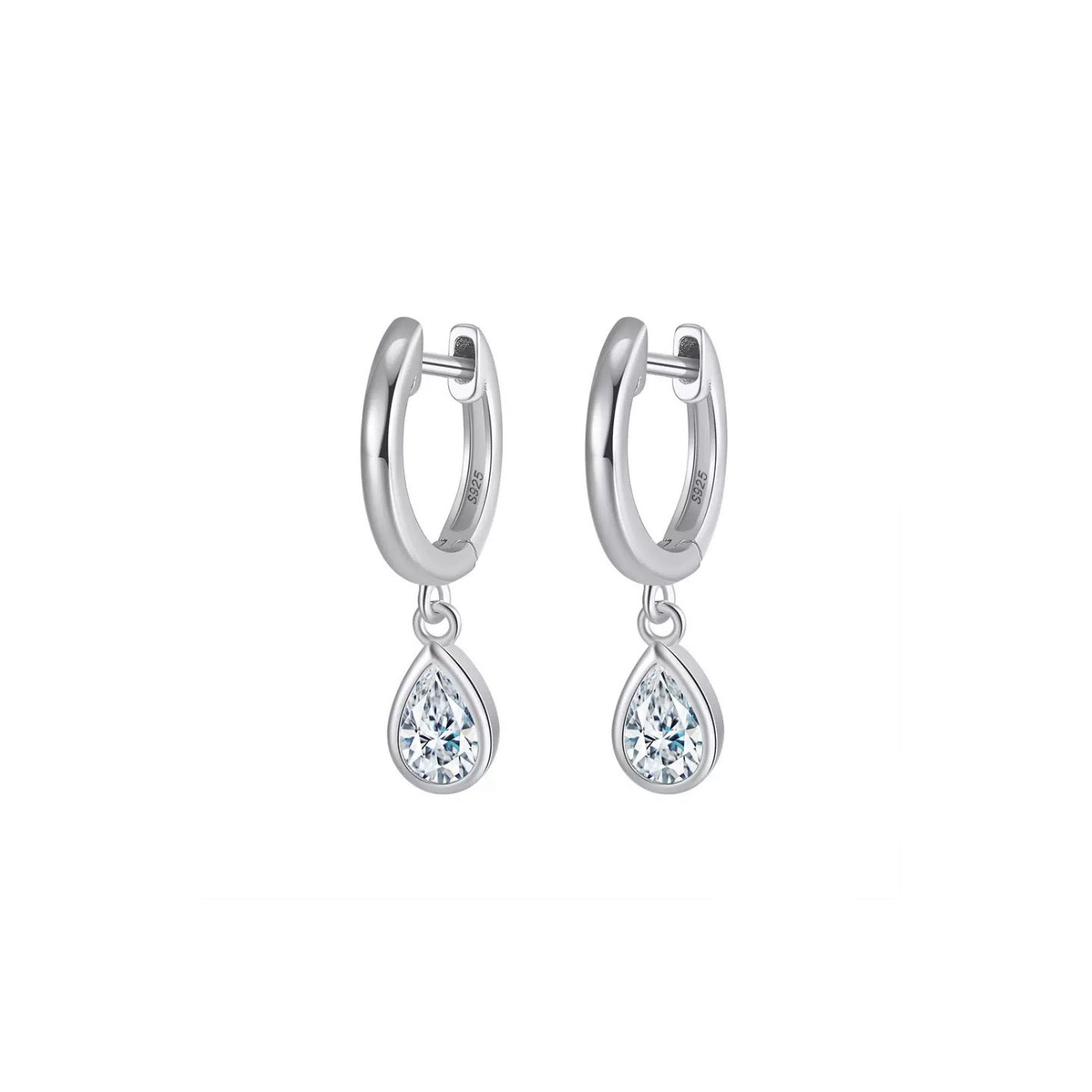 Teardrop Cubic Zirconia Dangle Earrings – Sterling Silver or Gold Plated