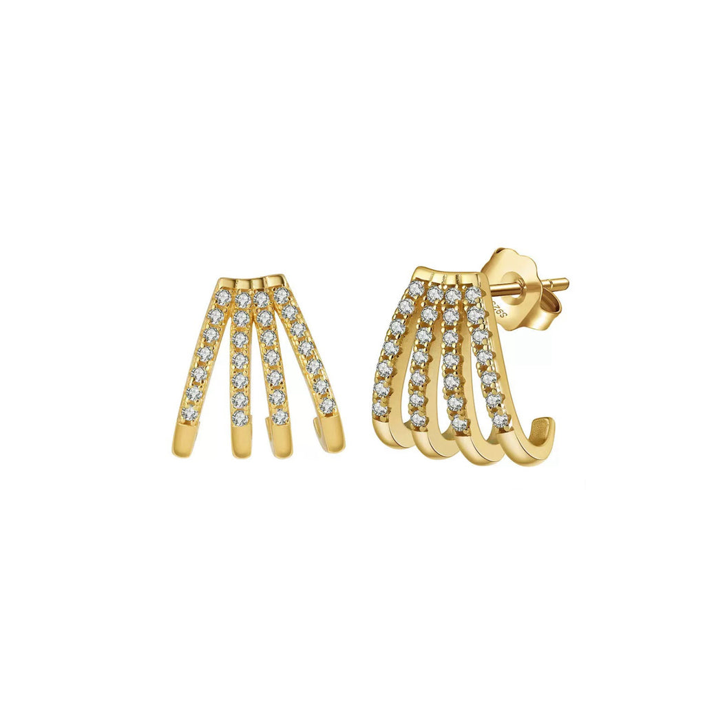 Gleaming Curve – Fan shaped Gold Plated Earrings
