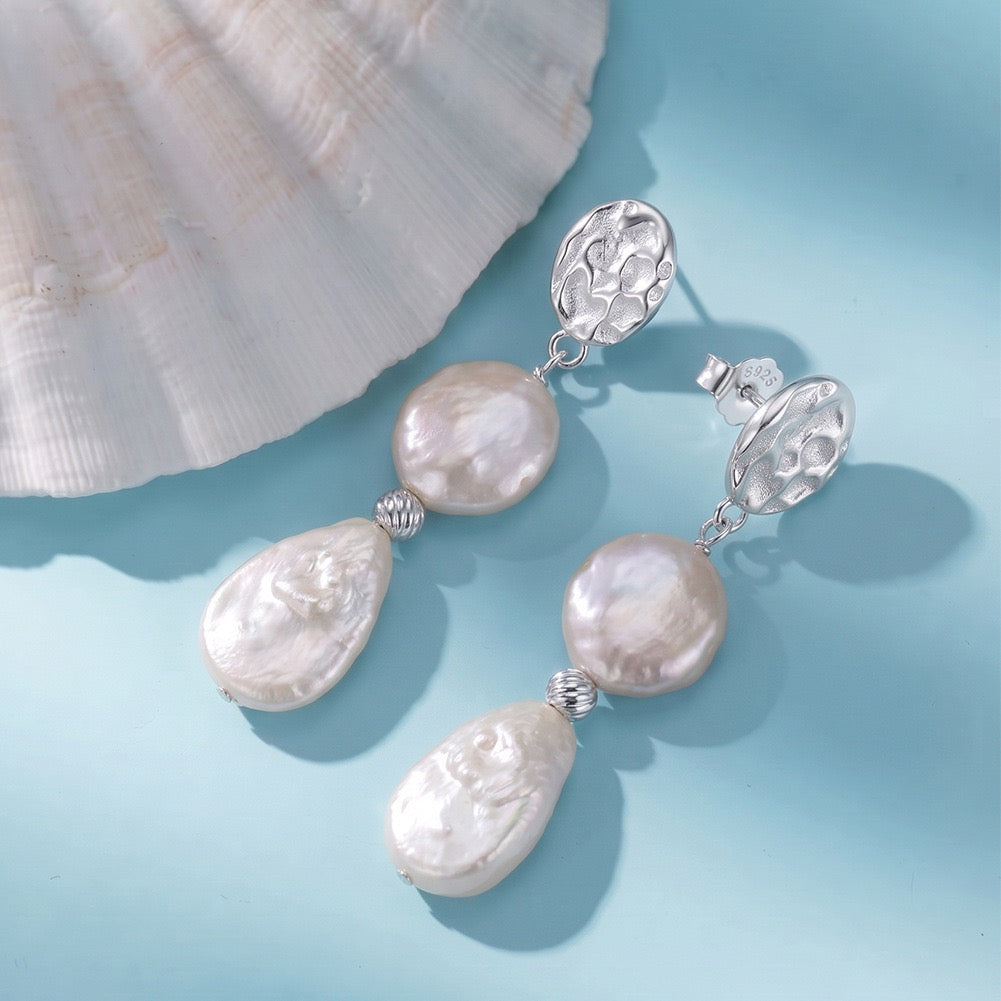 Aurora Tide Pearl Drop Earrings