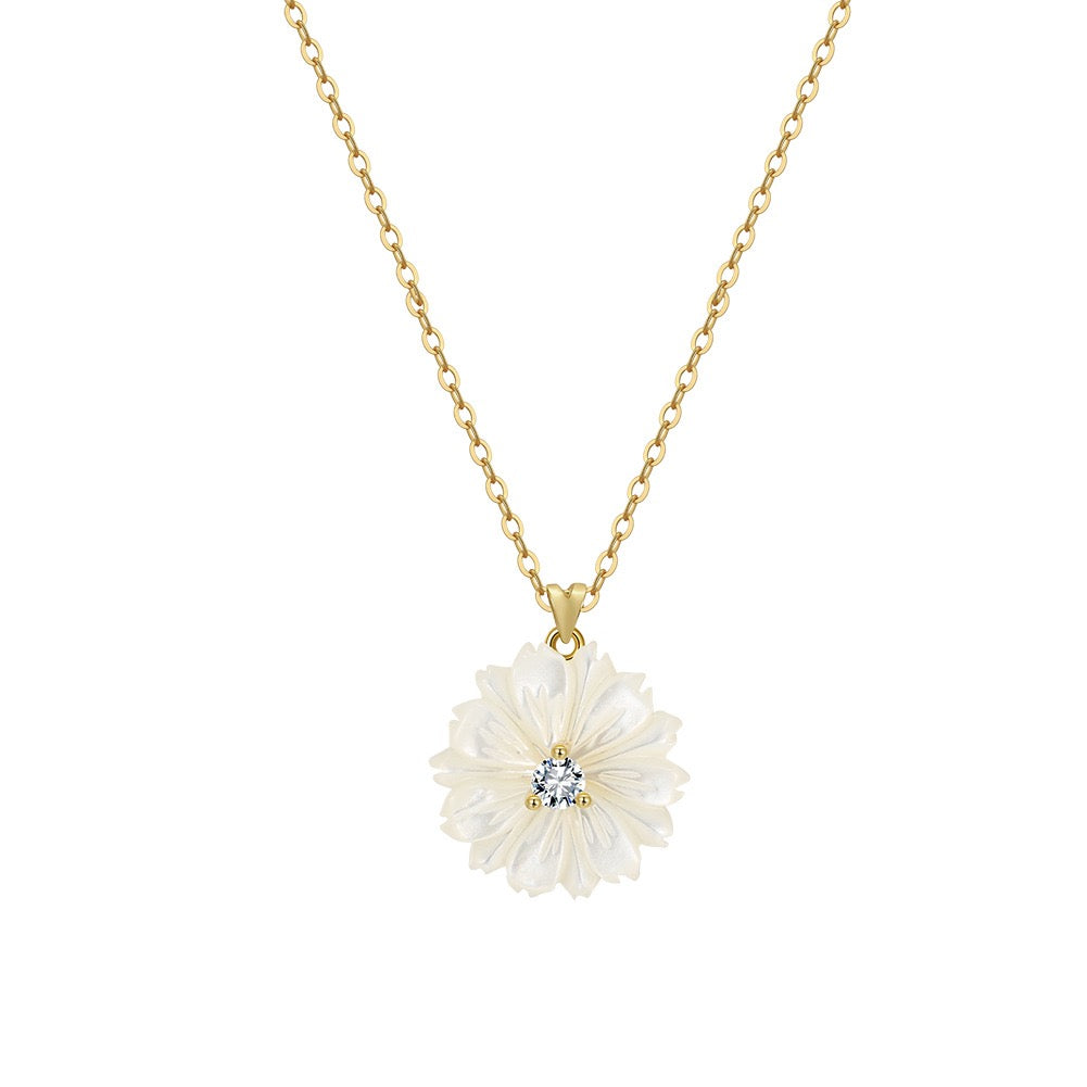 Lumi Flower – Shell & CZ Vermeil Necklace
