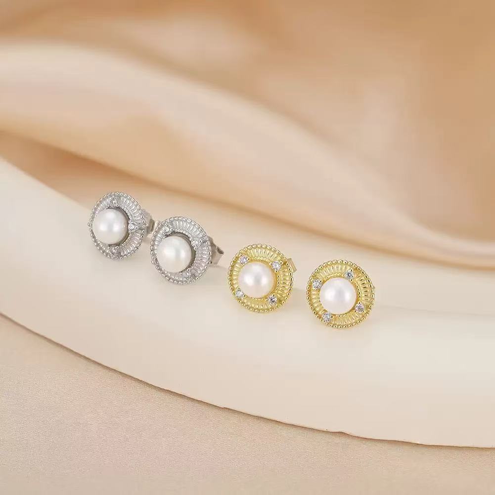 Pearl Halo Stud Earrings