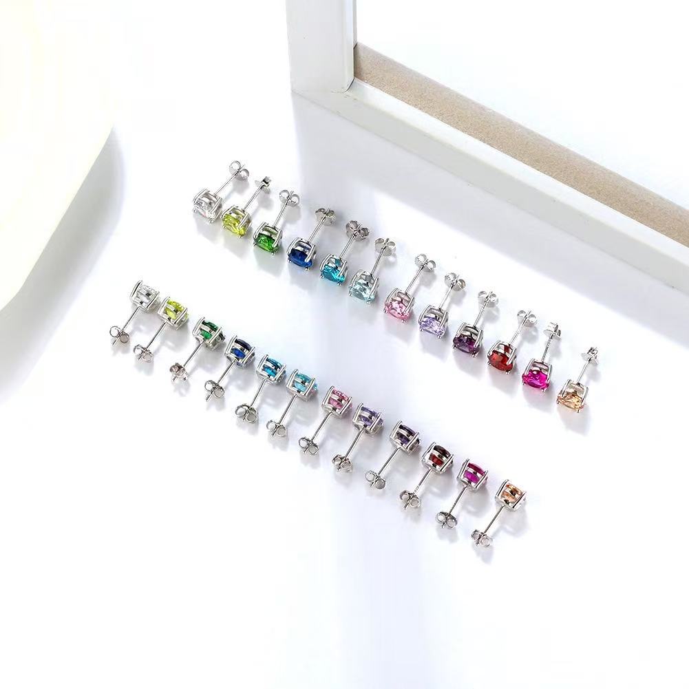 Classic Spark –Birthstone Stud Earrings (12 Colors)