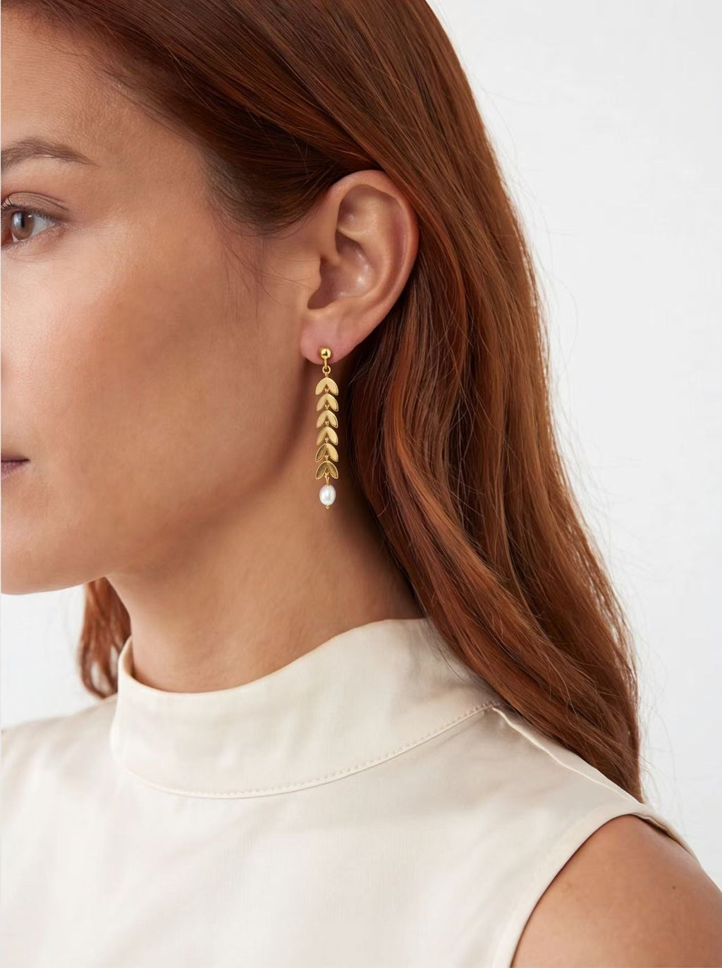 Pearl Wheat Drop Earrings