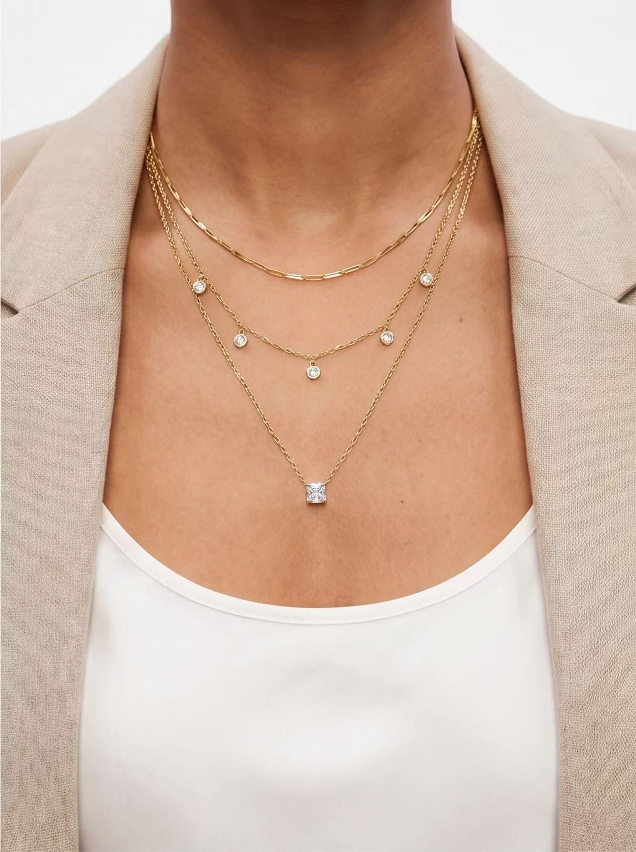 Multi Stone Layered Necklace