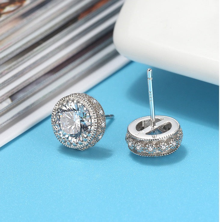 Round Halo Stud Earrings