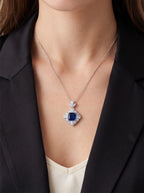 Square Cut Blue Necklace Pendant Necklaces