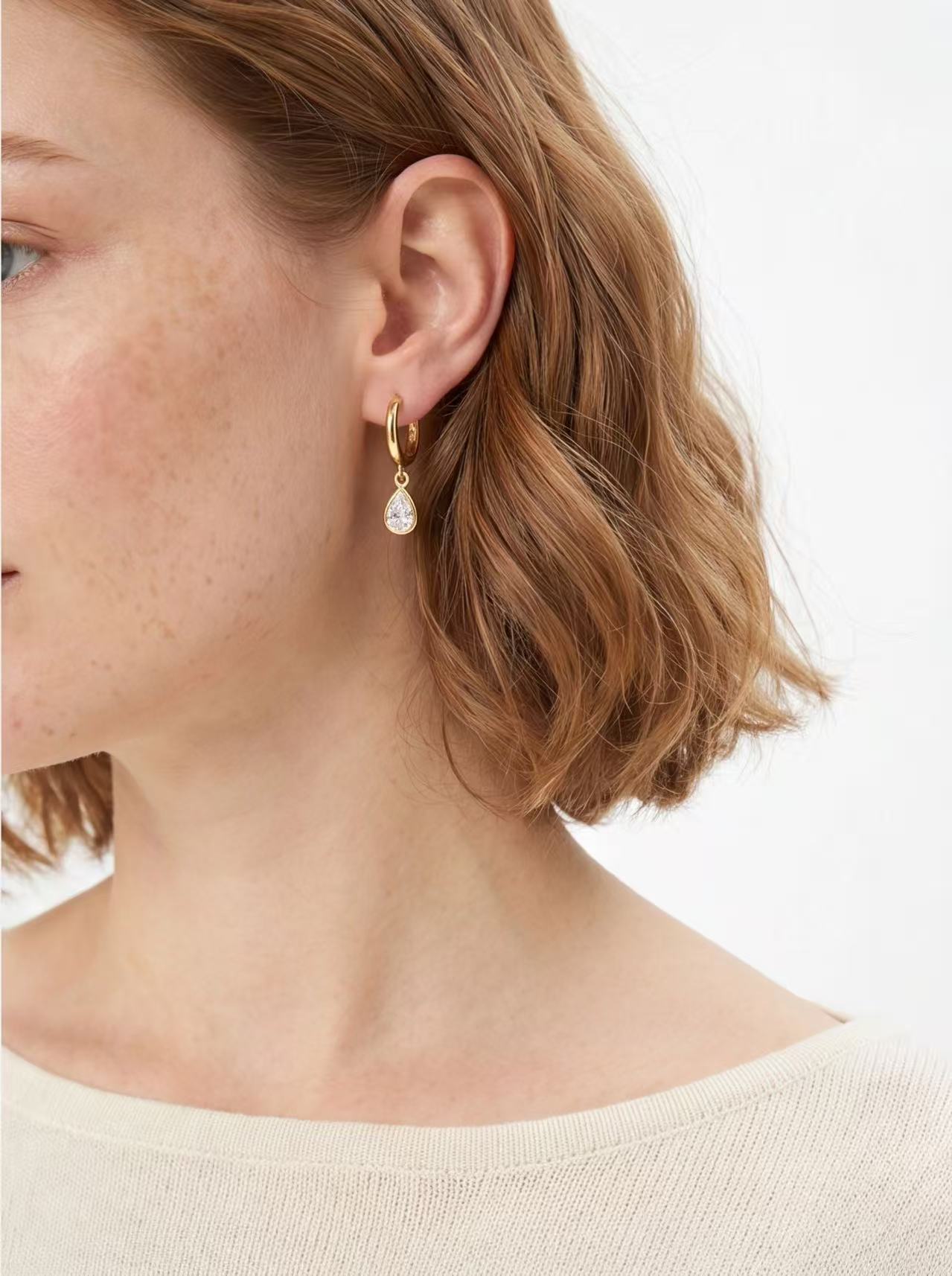 Teardrop Cubic Zirconia Dangle Earrings – Sterling Silver or Gold Plated