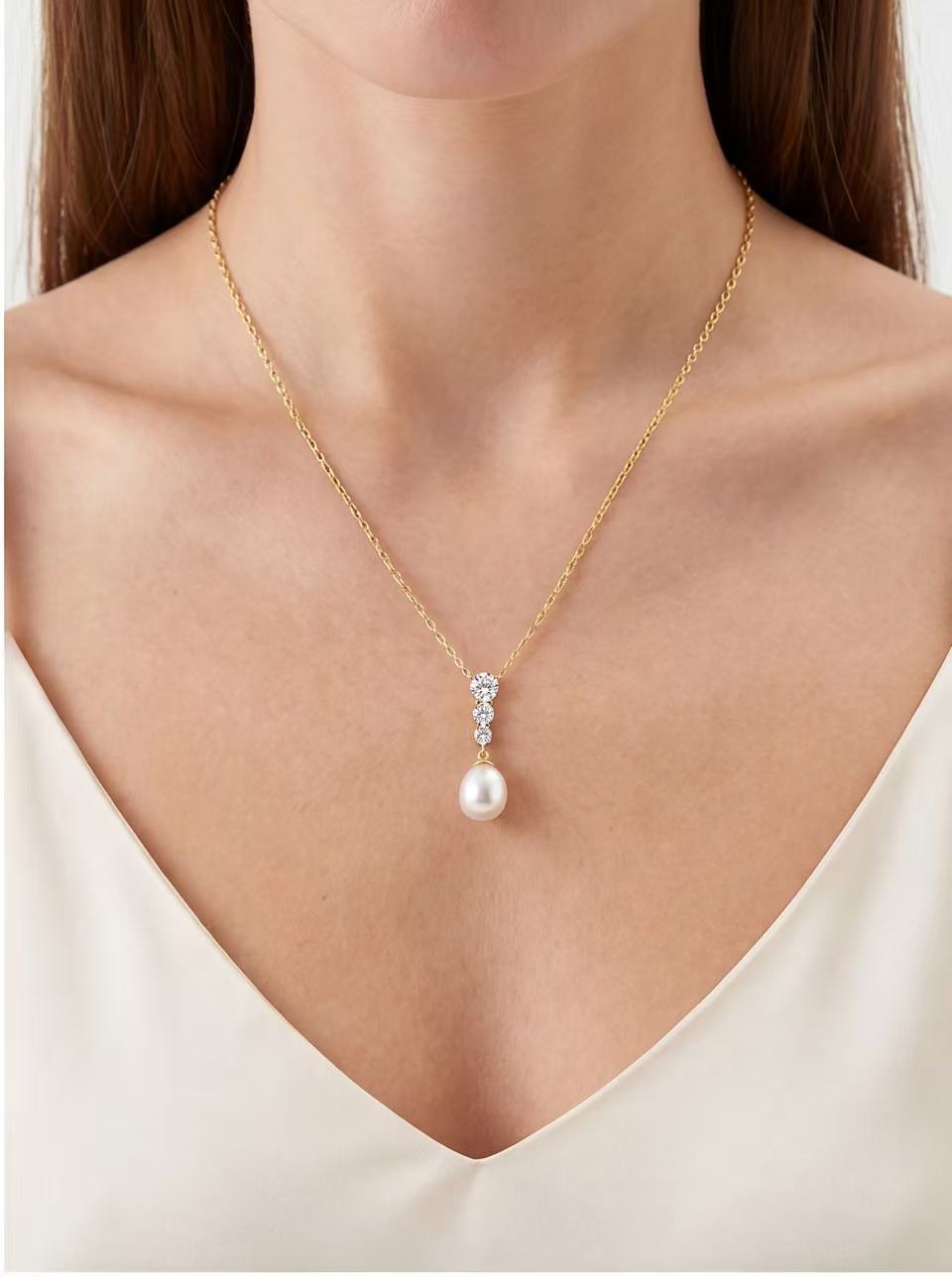 Pearl Drop Trio Necklace