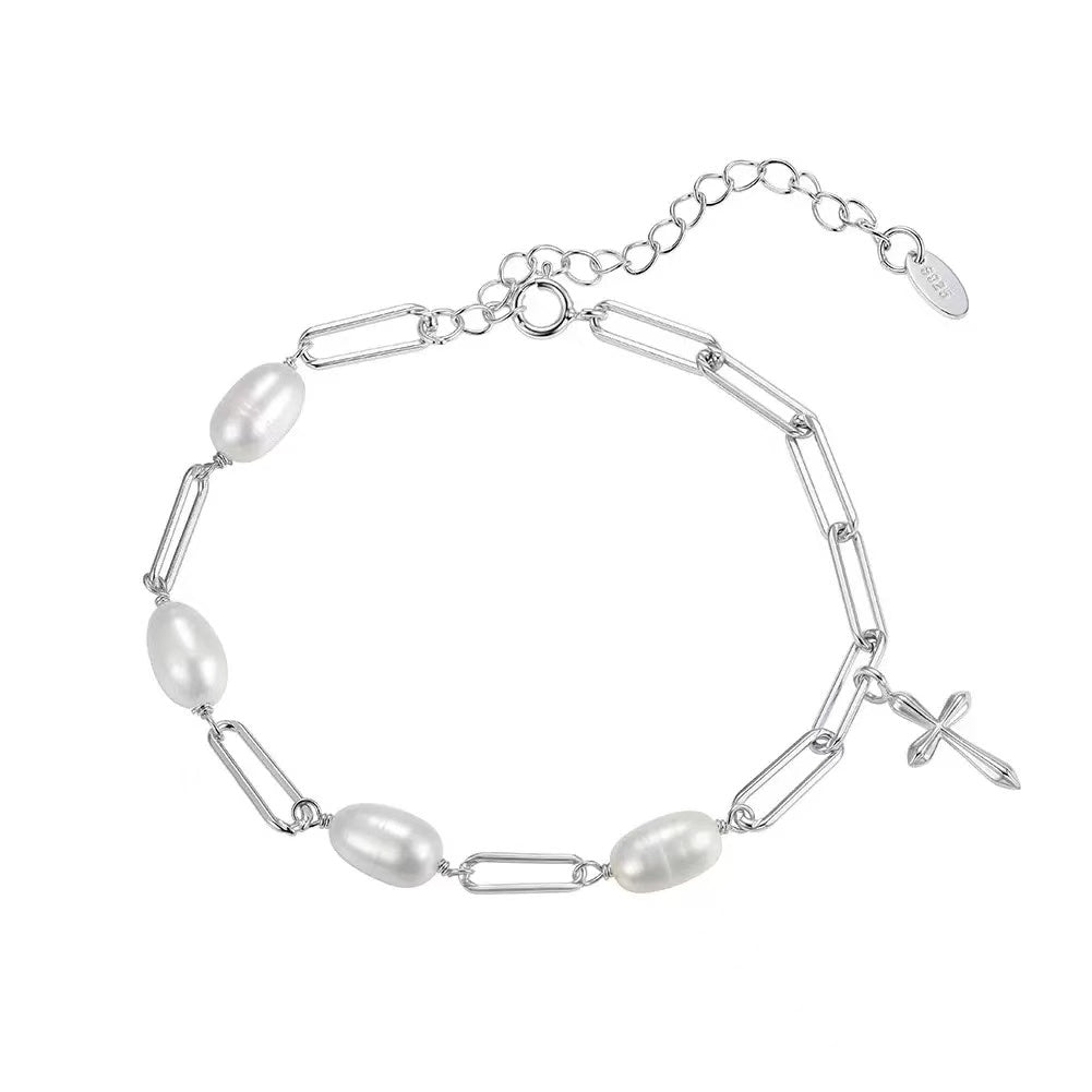 Pearl Cross Link Bracelet