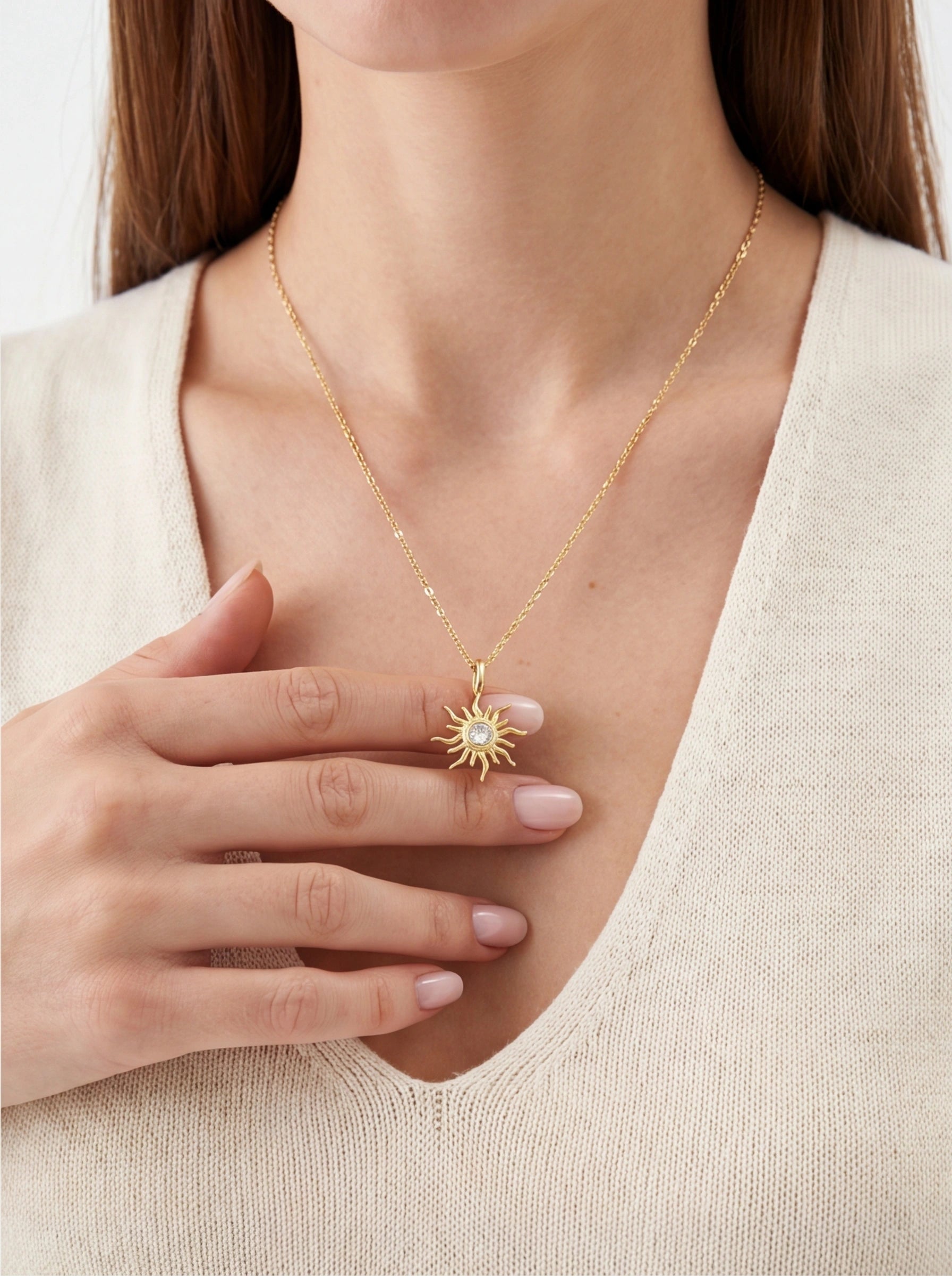 Sun Pendant Necklace – Sterling Silver & Gold Vermeil Necklace
