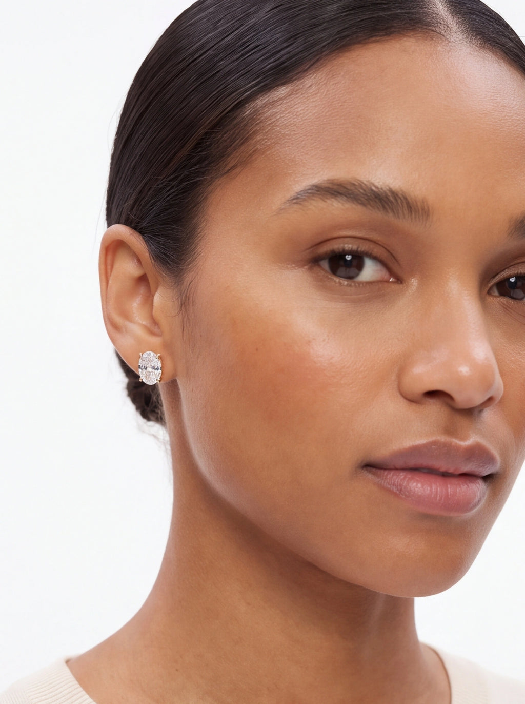 Oval Cut Moissanite Solitaire Stud Earrings