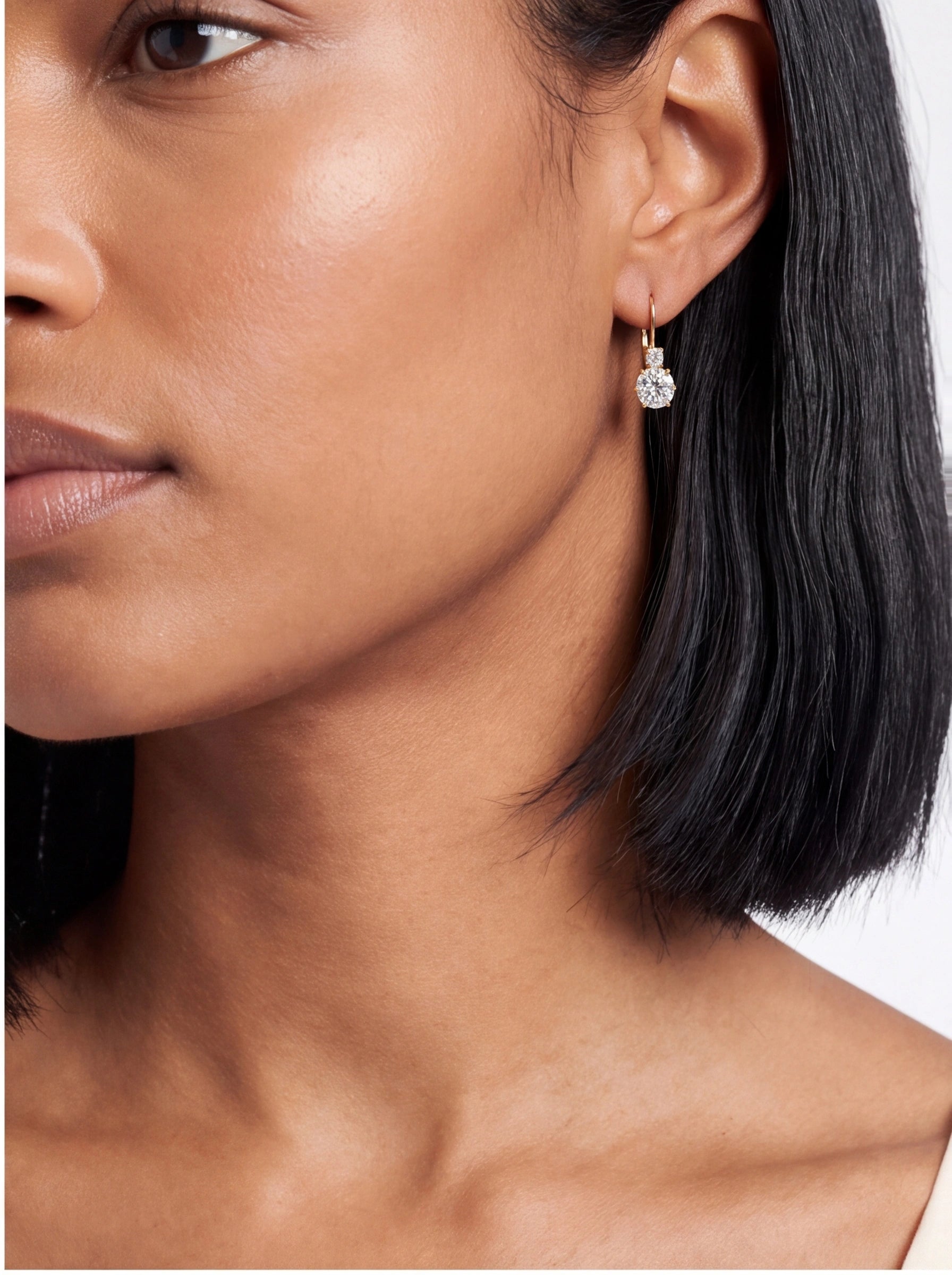 Solitaire Moissanite Drop Earrings