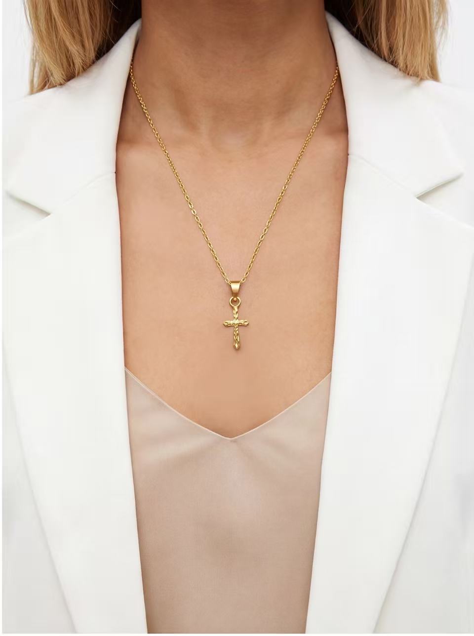 Hammered Cross Keepsake Pendant Necklace product photo by Starlight