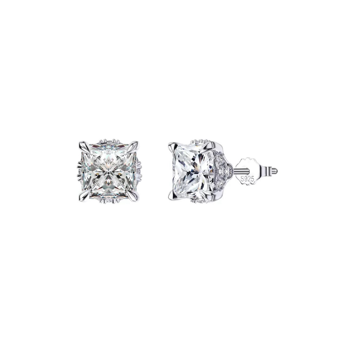 Princess Cut Stud Earrings