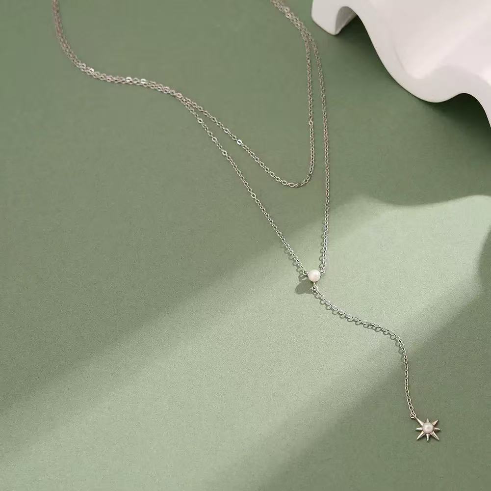 Pearl Star Lariat Necklace