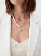 Heart Pearl Link Necklace Pendant Necklaces