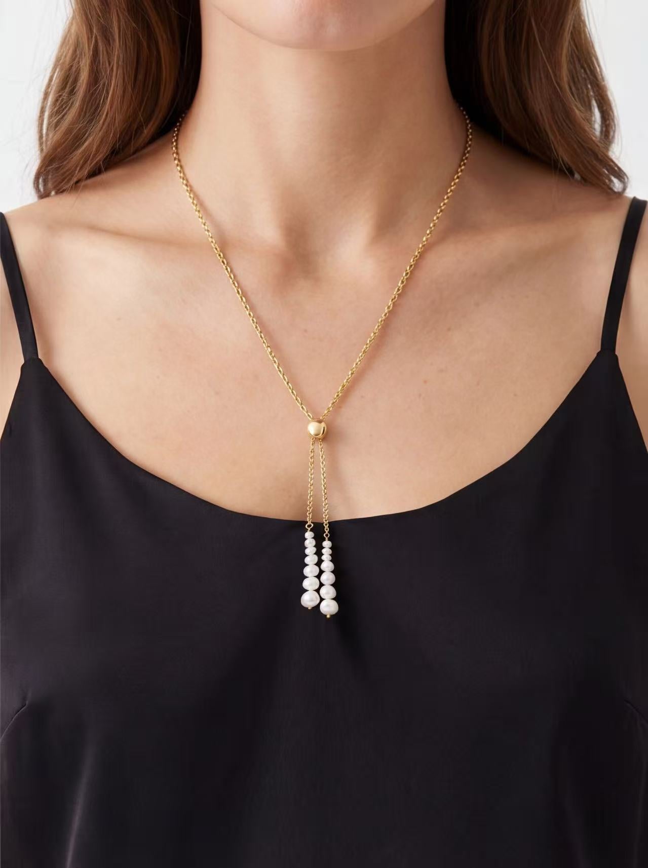 Pearl Tassel Detail Bead Necklace product photo by Starlight
