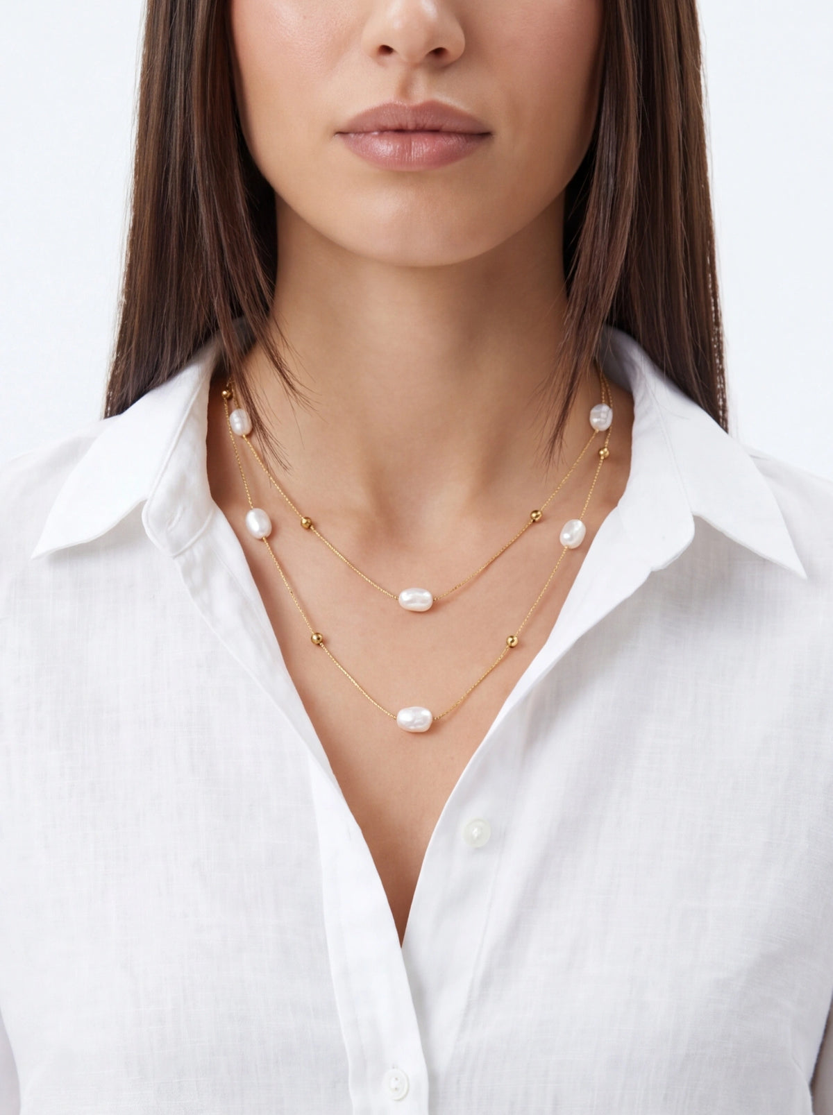 Double Line Pearl Necklace