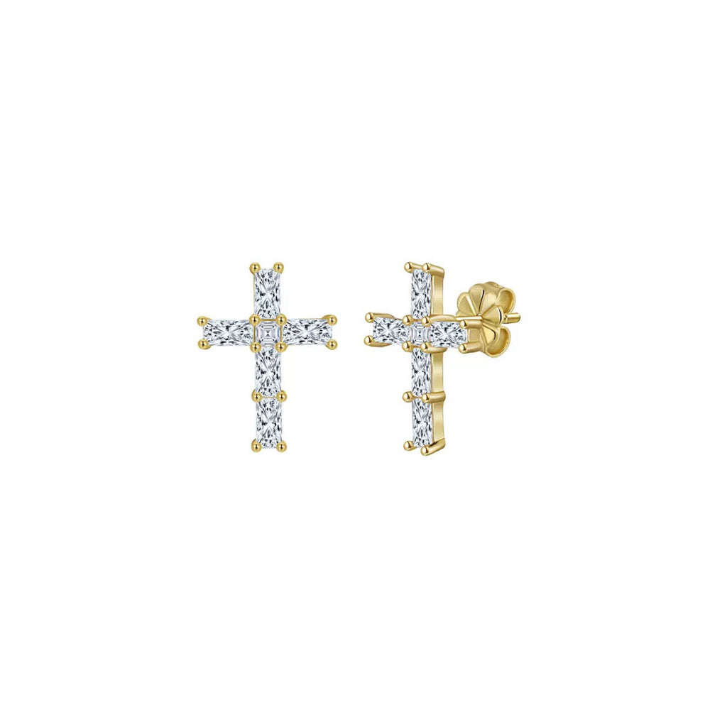 Cross Moissanite Stud Earrings