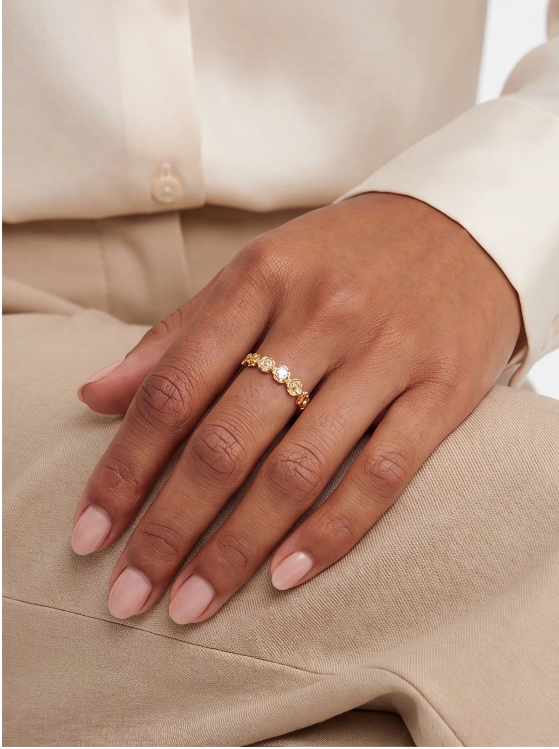 Rose Bloom – Vermeil & CZ Adjustable Ring