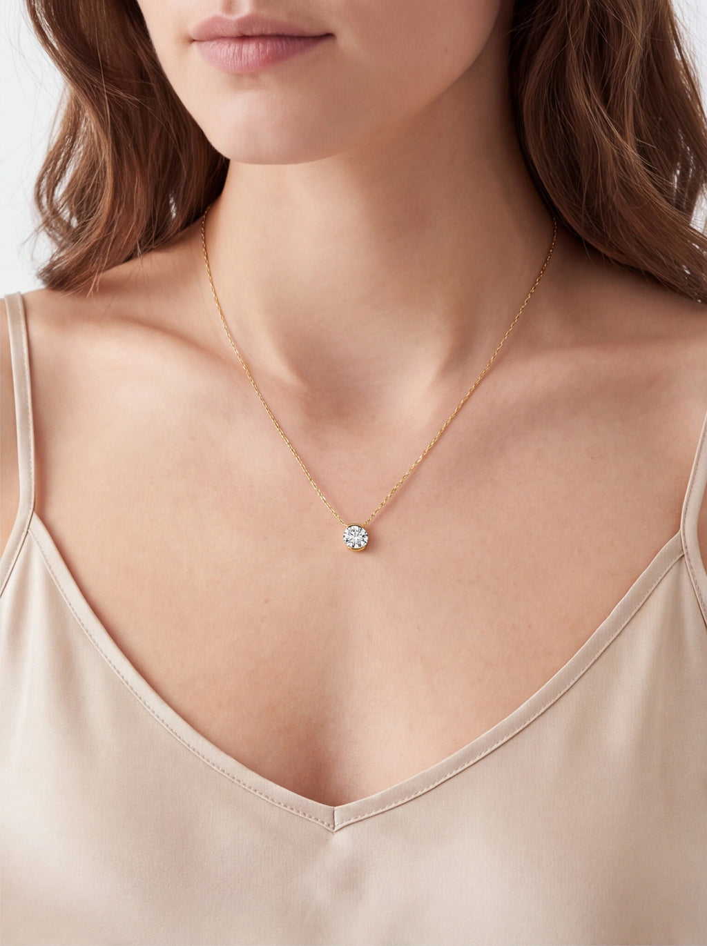 Round Solitaire Moissanite Pendant Necklace