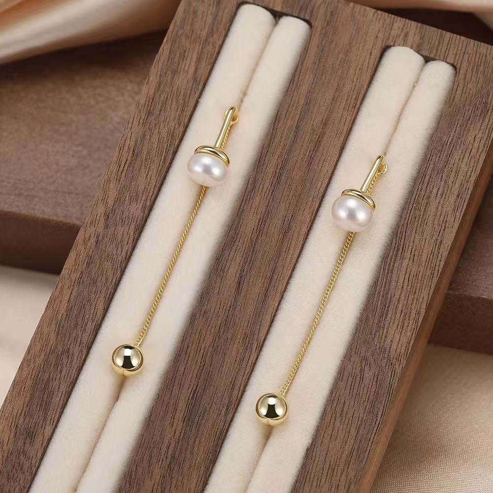 Pearl Threader Drop Earrings