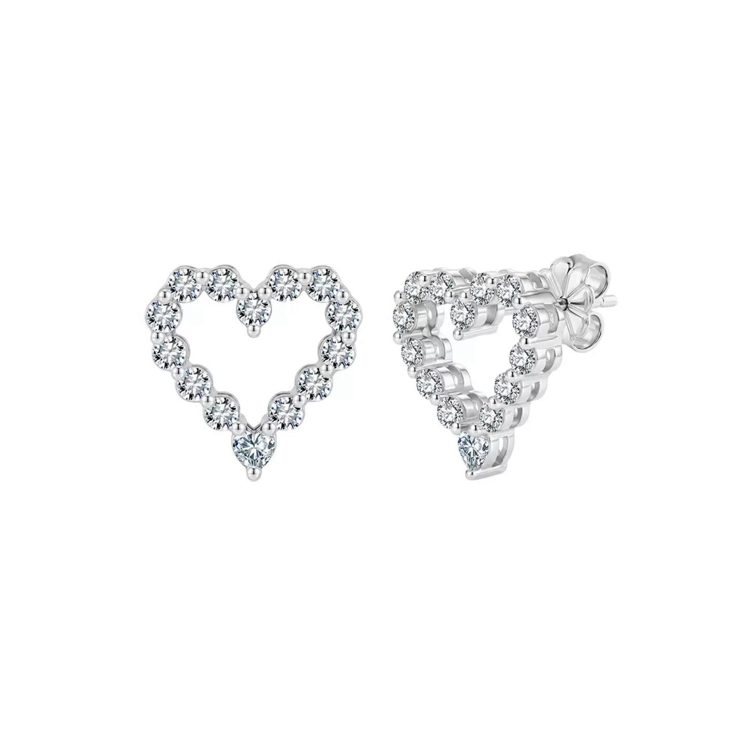 Open Heart Moissanite Stud Earrings