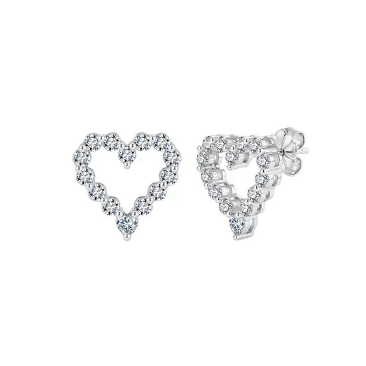 Open Heart Moissanite Stud Earrings