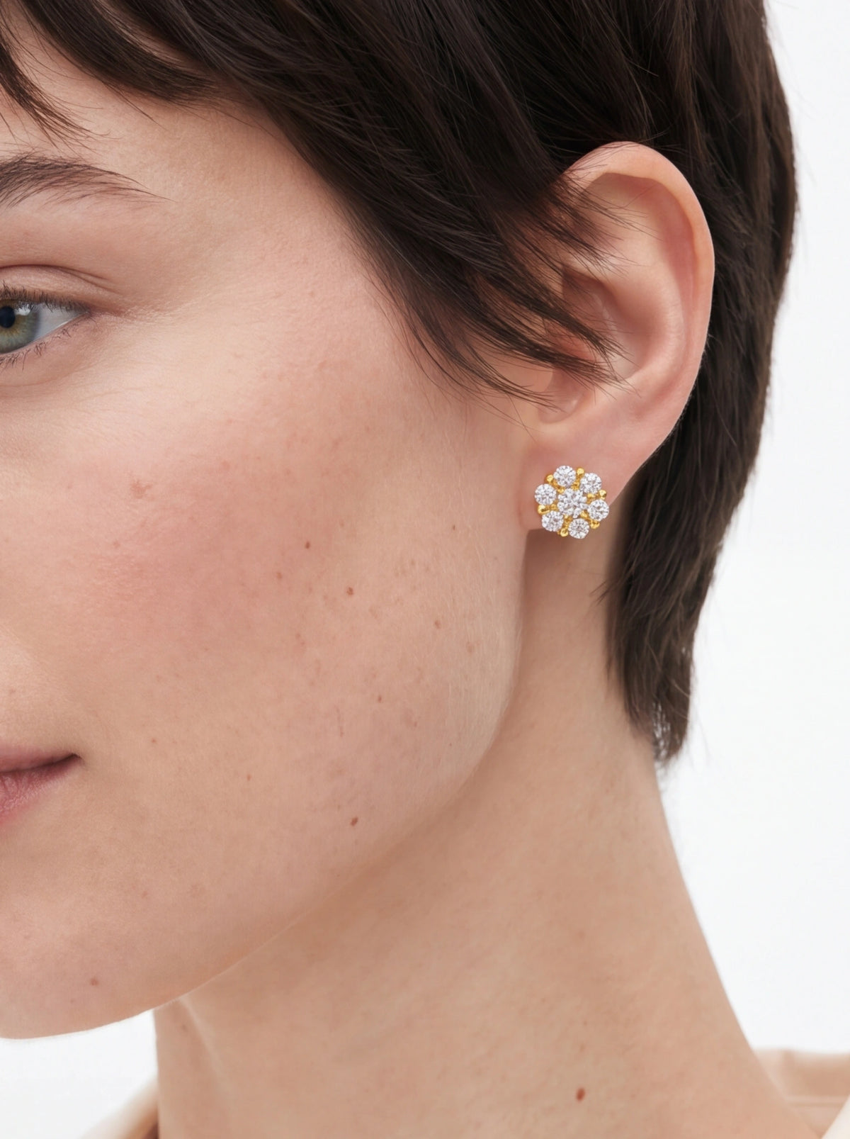 Floral Cluster Moissanite Stud Earrings
