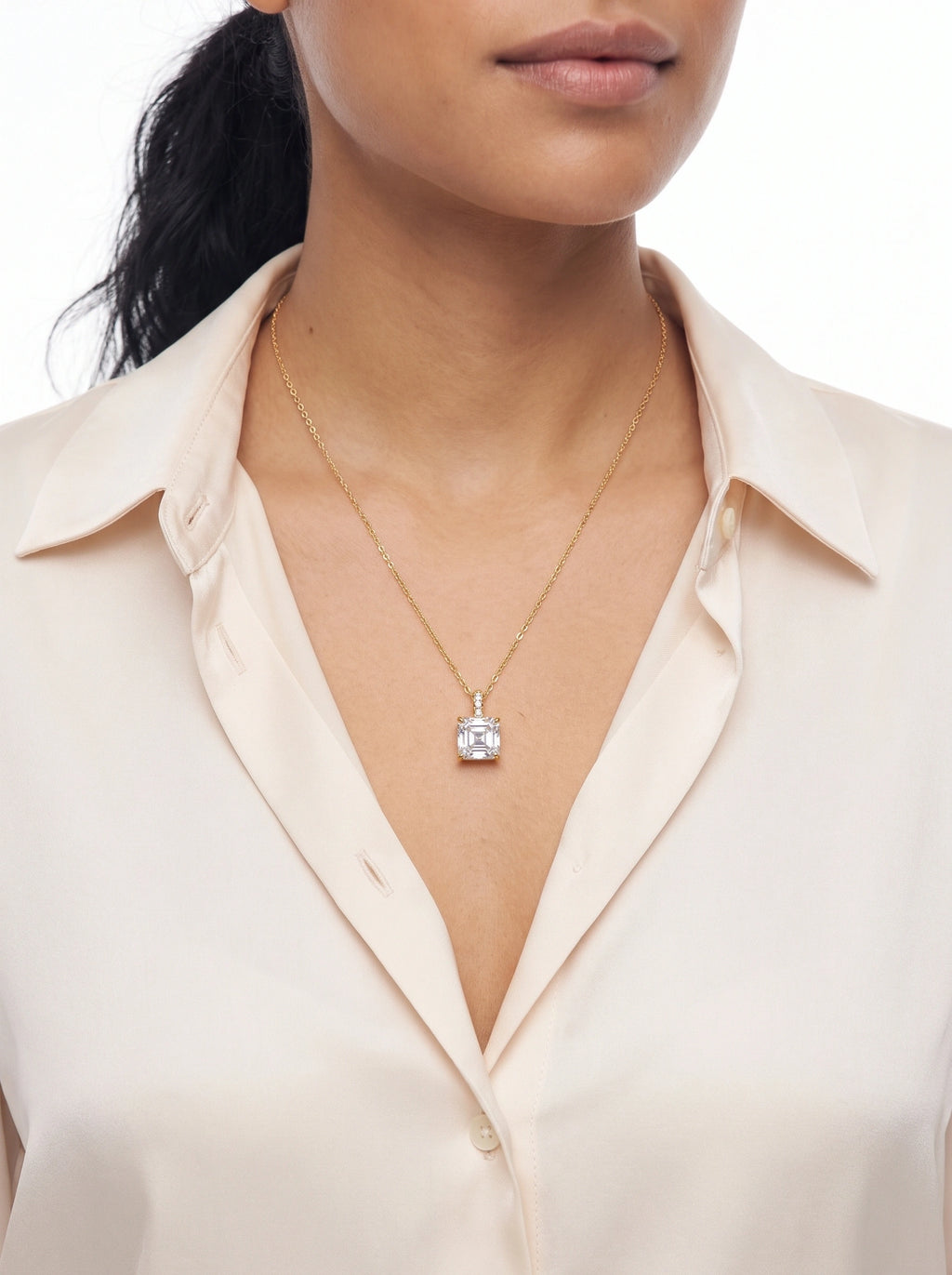 Asscher Cut Moissanite Pendant Necklace