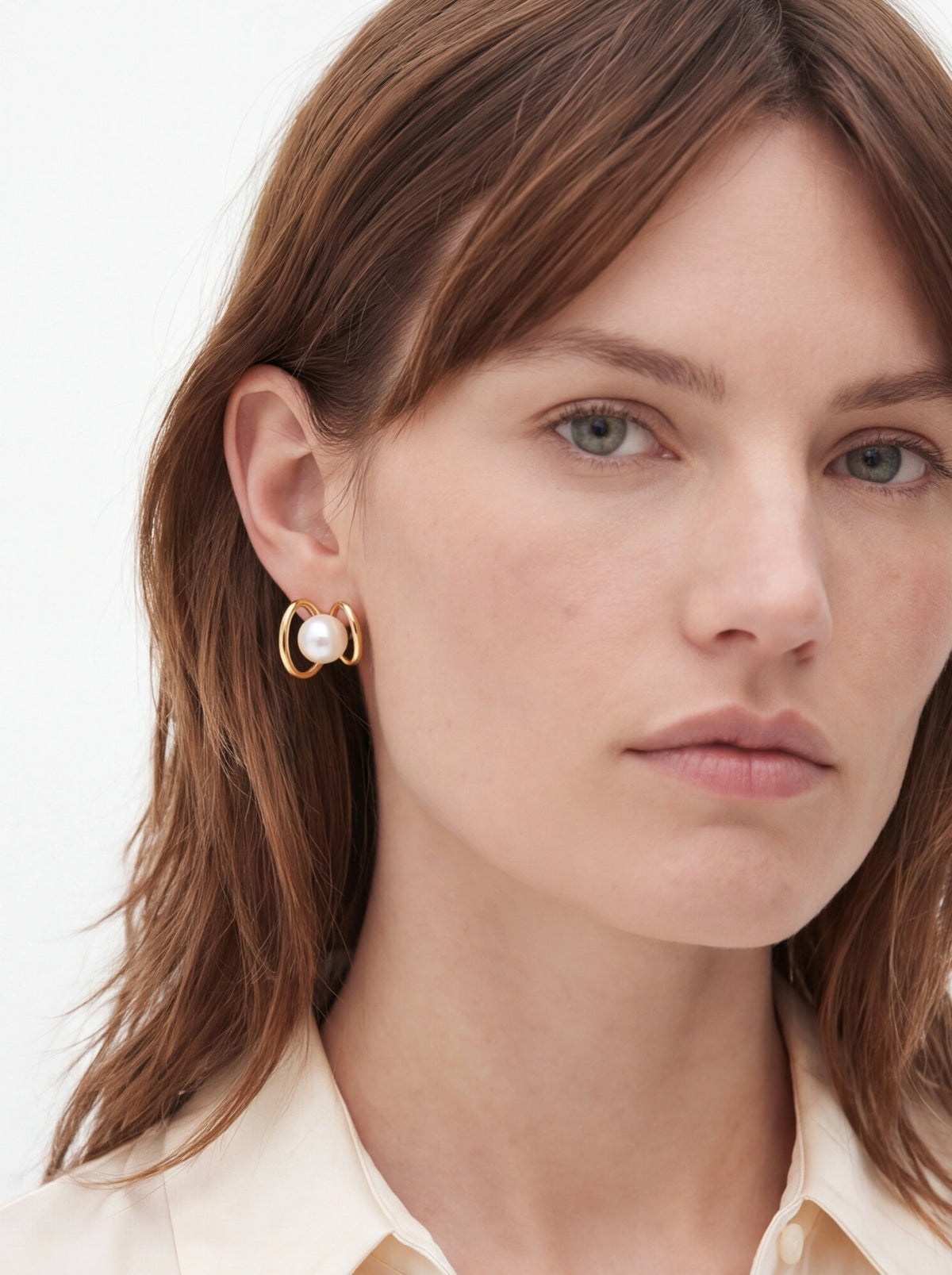 Orbit Shell Pearl Stud Earrings