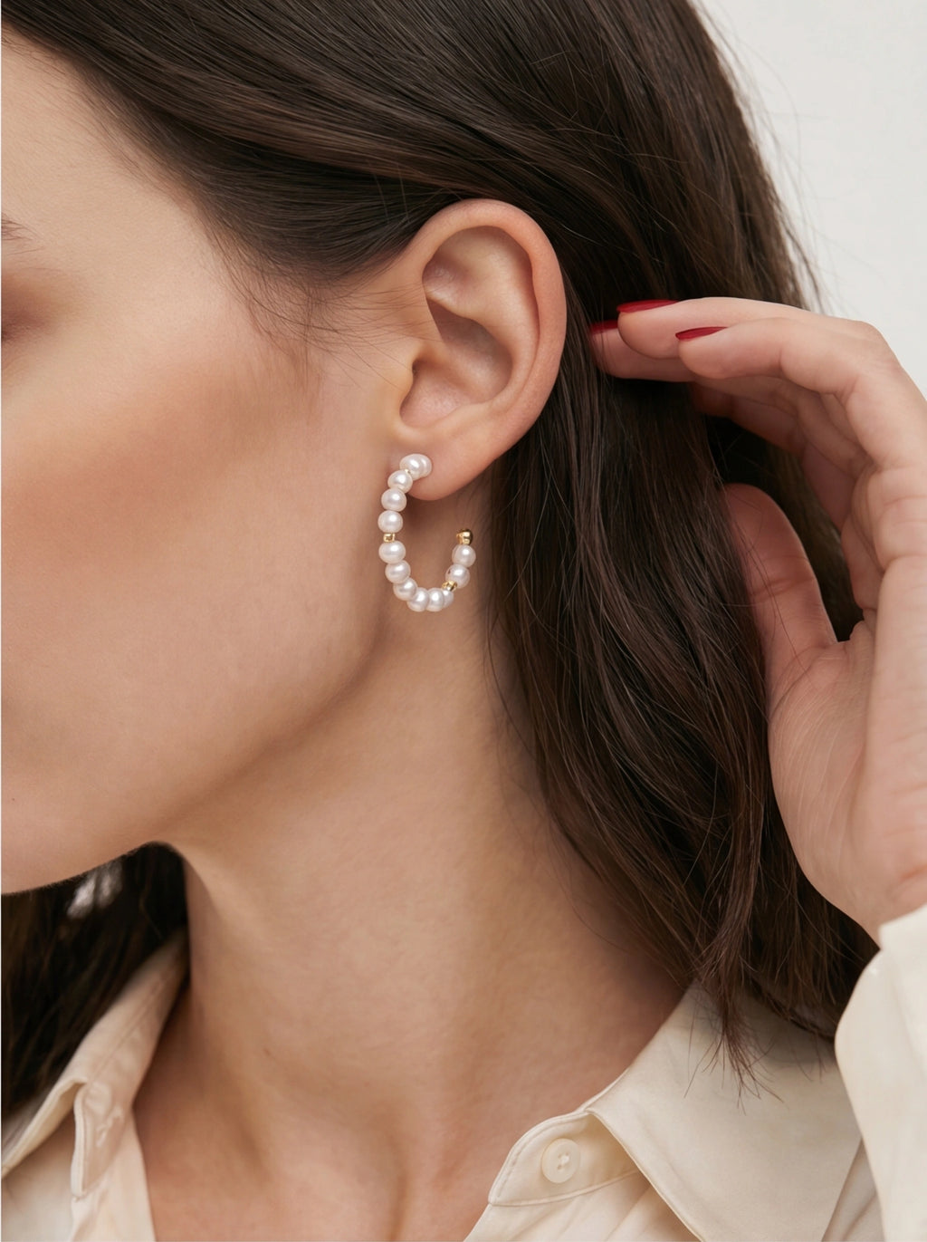 Lunar Loop – Freshwater Pearl & Vermeil Hoop Earrings