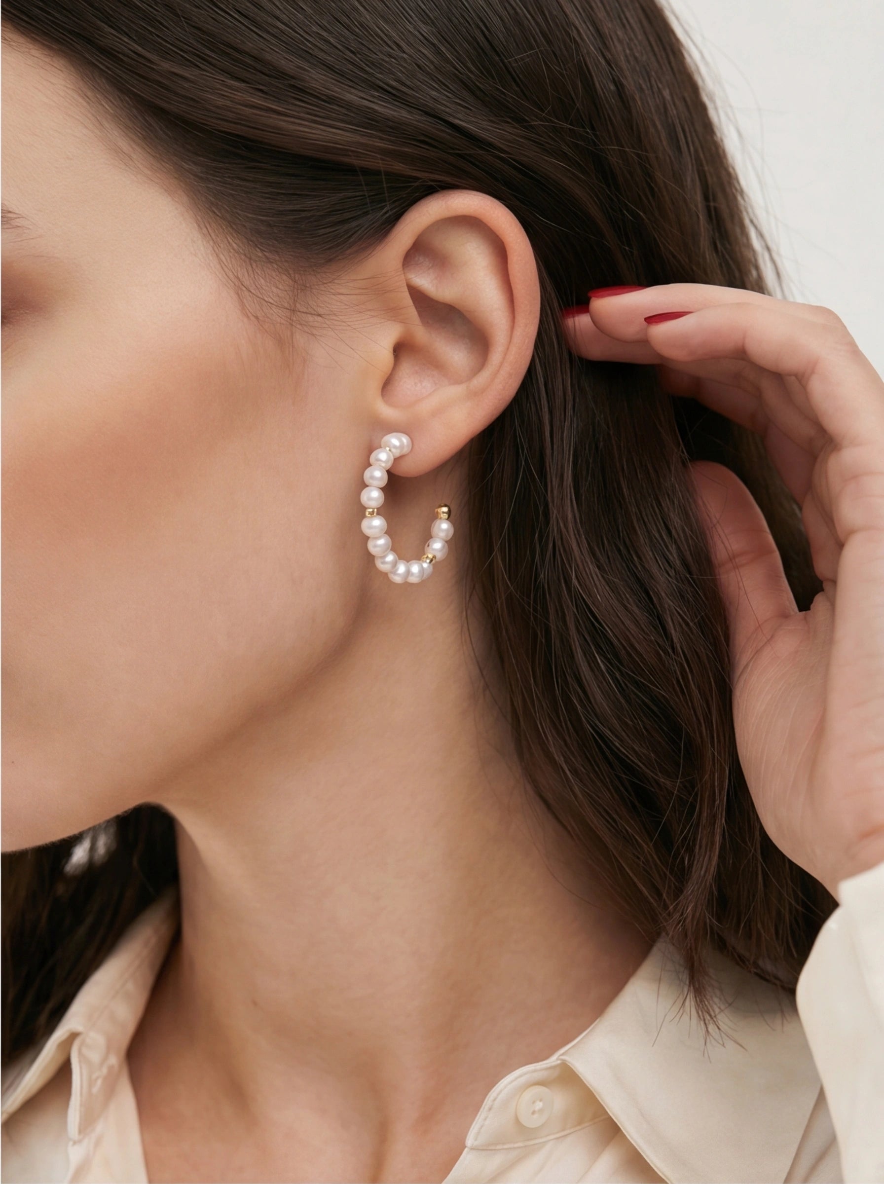 Lunar Loop – Freshwater Pearl & Vermeil Hoop Earrings