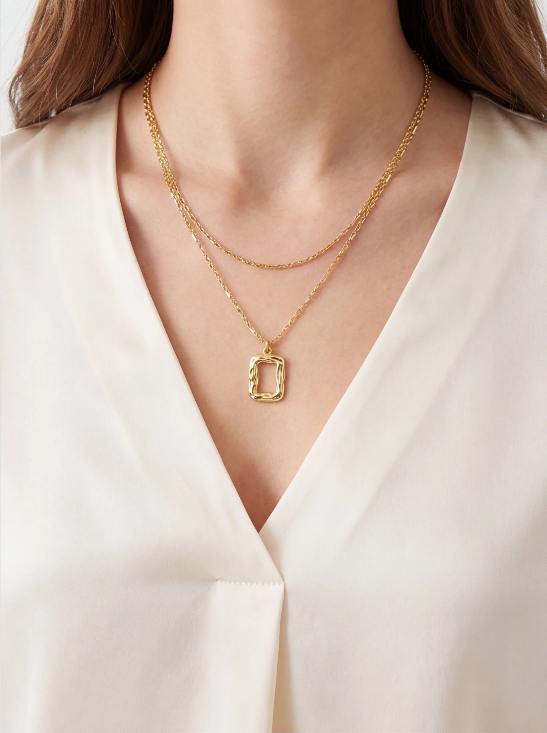 Rectangle Link Accent Layered Necklace product photo by Starlight