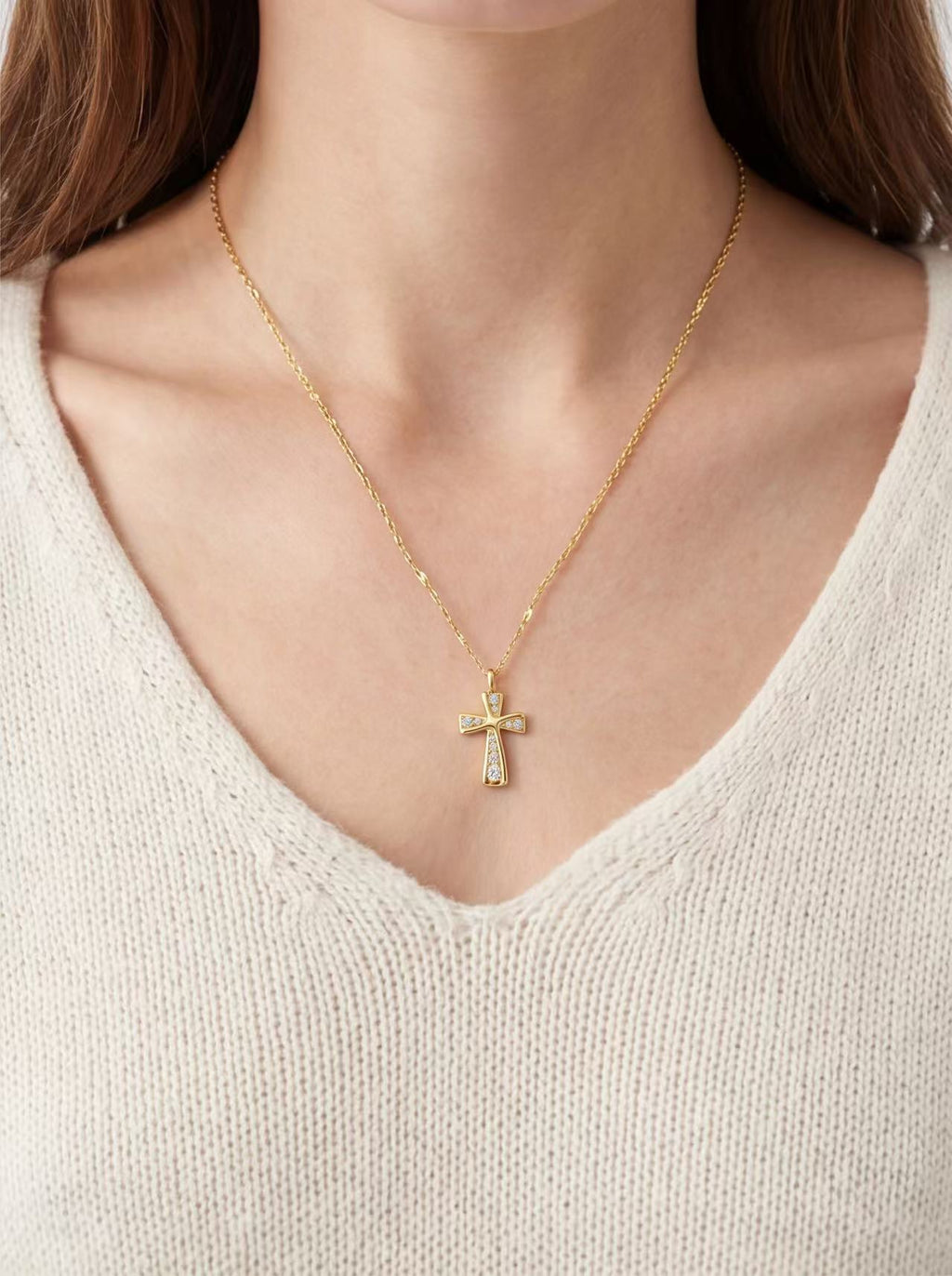 Pave Cross Pendant Necklace - Starlight Jewelry