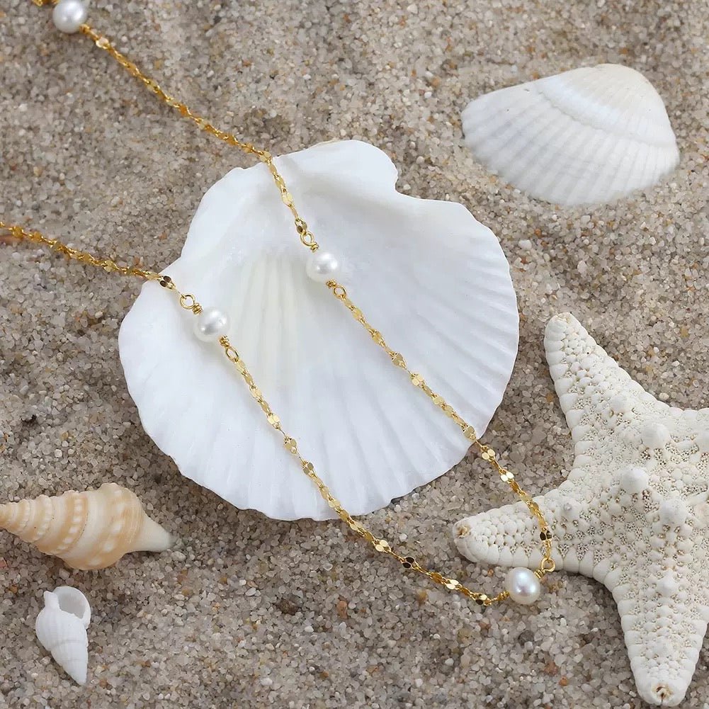Pearl Station Chain Necklace - Starlight Jewelry