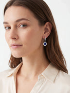 Royal Blue Oval Halo Earrings Stud Earrings